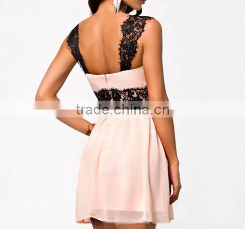 New!Women Summer Sexy Fashion Cocktail Evening Party Pink Lace Mini Short Dress photo-3