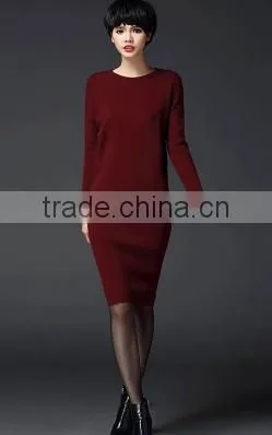 2016 Women Autumn Midi Long Sweater Knitted Wear Wrap Long Sleeve Slim Thin Pullover Skirts photo-2