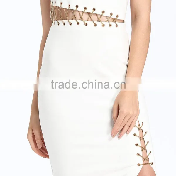 2017 New Eyelet With Golding Line Accessory Fashion Sexy Ladies Dress photo-3