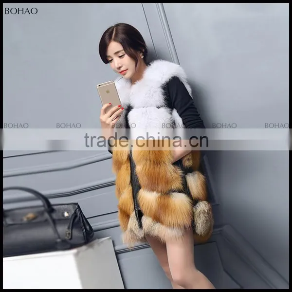 China Supplier Womens Luxury Long Fox Gilet Silver Fox Fur Vests photo-2