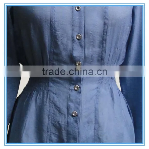 Fashion Women New Models Blouses Slim Waist Lapel Neck Demin Shirt photo-3