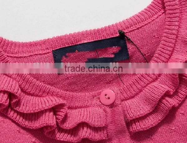 Namely Custom Ruffle Pink Plain Handmade Children Girls Knitted Sweater photo-3