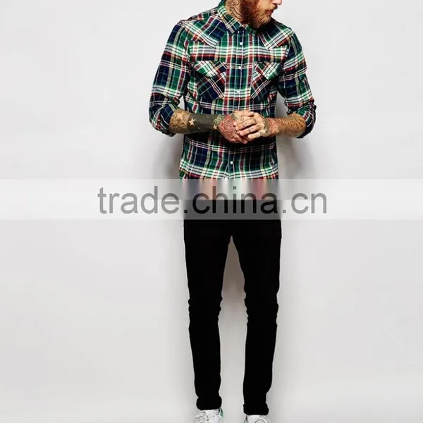 Chinese Manufacture Mens Stylish Check Shirt Bulk Sale photo-4
