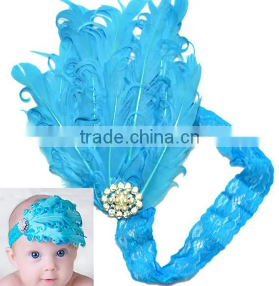 F40607A Fashion Elegant Hairbands Colorful Feathers Diamond Beautiful Girls Headband photo-2
