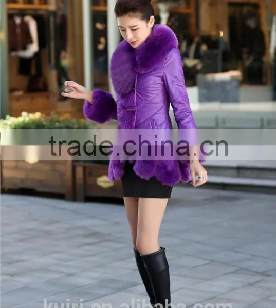 New Fashion Winter Jacket Women Luxurious Fake Fox Fur Collar Long Leather Jacket PU Slim Parkas For Women Coat Ladies Down photo-2
