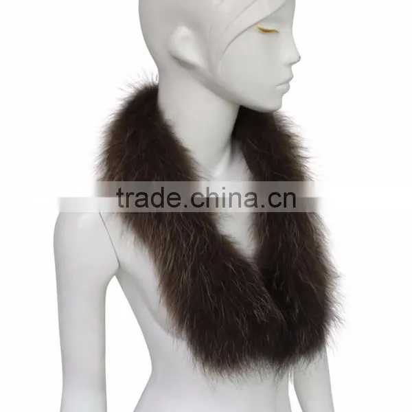 Myfur Factory Wholesale Detachable Fur Collars / Real Raccoon Fur Trim for Hood photo-4