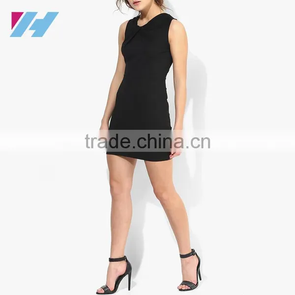 Korean Women's Fashion Wholesale Knot Front Bodycon Tunic Mini Dresses photo-4