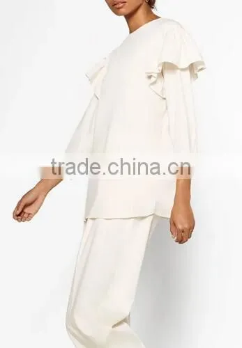 Runwaylover EY2340B 2017 Women Fashion Falbala Pure Color Blouse photo-3
