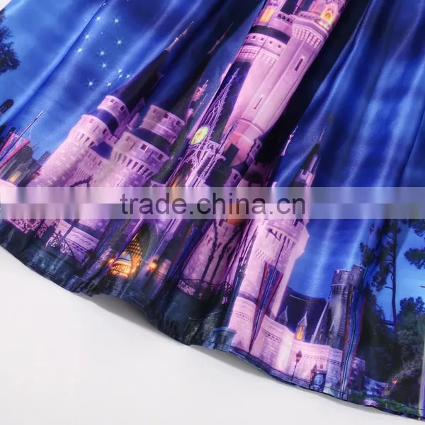 Walson Walson Instyles High Waist Tutu Skirts Women Vintage Fairy Tales Landscape Printed Ball Gown Midi Skirt photo-2