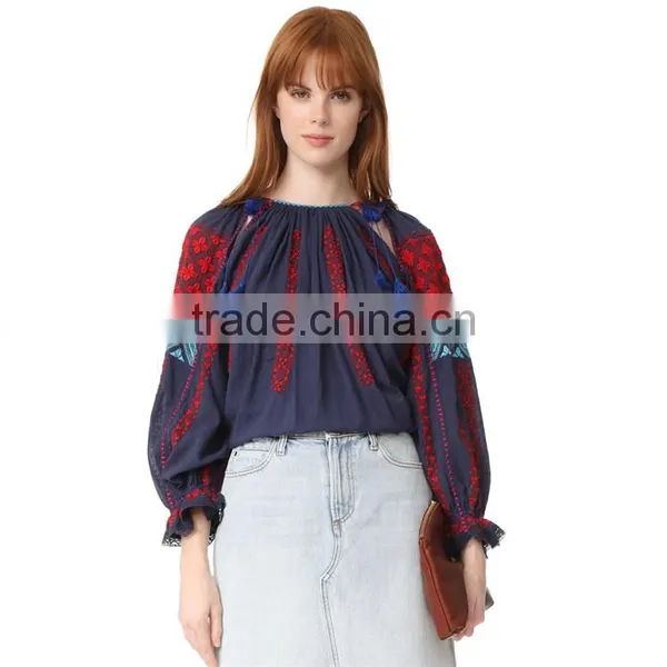 2017 OEM Common Dense Enbroidery Saree Blouse With Tasseled Ties photo-6