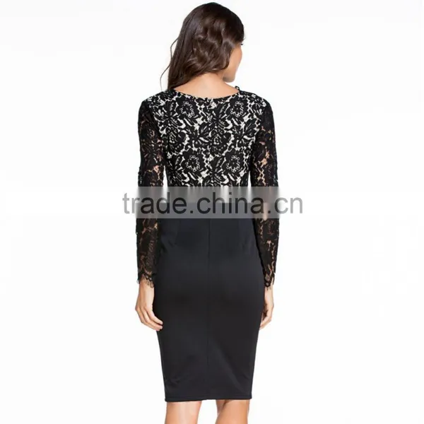 Professional Beautiful Sexy Package Hip Dresses Deep V Long Sleeve One-piece Dress photo-4