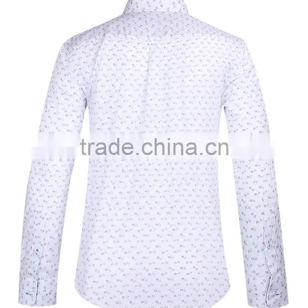 2017 New Trend Print Men Long Sleeve Button-down Collar Slim Fit Shirt With Contrast Collar and Cuff photo-3
