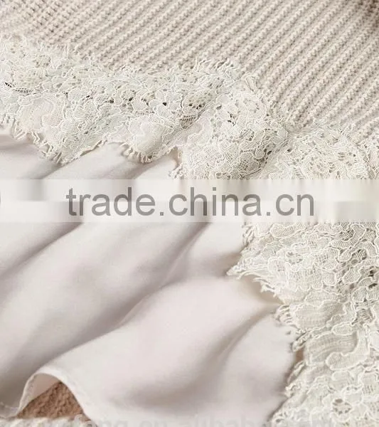 2017 Hottest Women Knit Top Sweater With Lace Trim Top photo-4