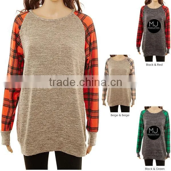Wholesale New Arrival Ladies Long Plaid Christmas Tops photo-4