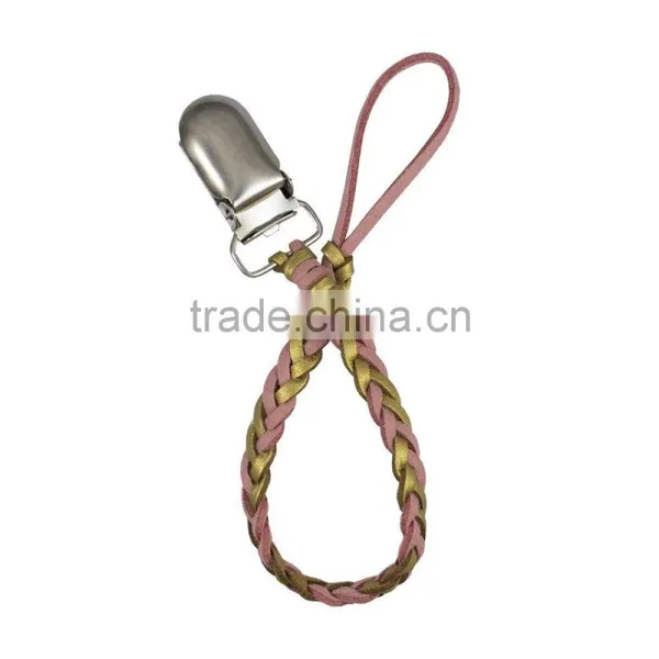 Baby Boy/Girl Dummy Pacifier Soother Nipple Leash Strap Chain Clip Holder Braided Leather photo-5