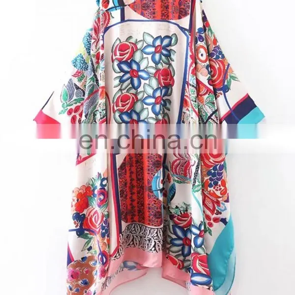 2017 Women Open Front Casual Asymmetrical Hem Floral Loose Kimono Ladies Summer Beachwear photo-2
