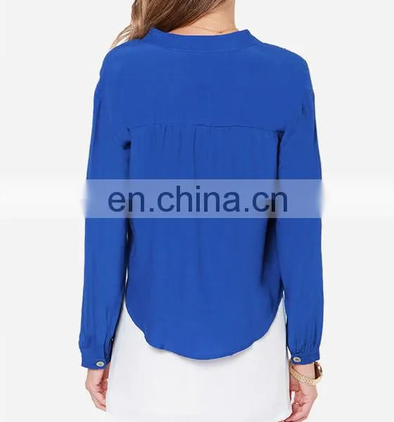 CHEFON Sexy Deep v Neck Long Sleeve Women Latest Skirt and Blouse 2016 photo-3