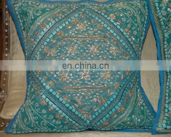 Sequins Patches Cushion Cover,Khambria Cushion Cover, Chikan Work Cushion Cover photo-2