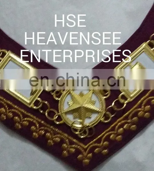 MASONIC REGALIA OES ORDER OF EASTERN STAR GOLDEN METAL CHAIN COLLAR photo-2