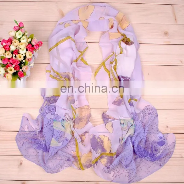 Custom Design Flower Printed Chiffon Promotional Scarf photo-2
