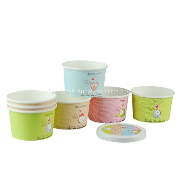 Packaging food disposable paper tableware ice cream paper bowl with lid disposable bowls