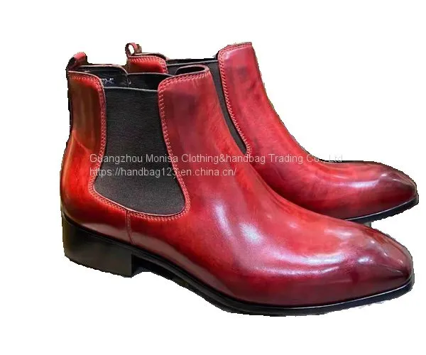 Chelsea Men's And Women's Boots Martin Boots Tide Shoes All-Match Short Boots Leather Spring High-Top Set Feet Leather Shoes British Style