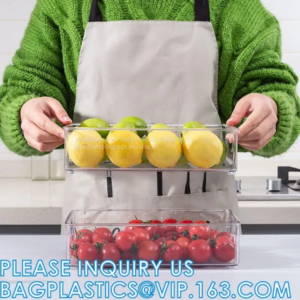 Hot Selling Transparent Plastic Pet Kitchen Stackable Storage Box Bins Container Set Refrigerator Drawer Fridge Organizer photo-5
