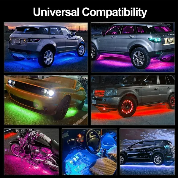DC12V Dreamful Car Lights Outside IP65 Ambience Led Light Strip Bluetooth Addressable Car Underglow Light Kit photo-5