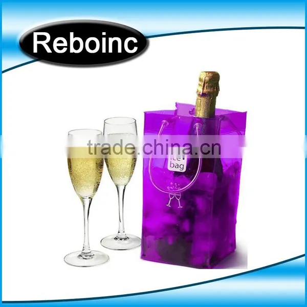 Free Sample Design Printed Various Color Transparent PVC Plastic Carryingpvc Ice Bag Wine Beer Bottle Ice Cooler Bag photo-6