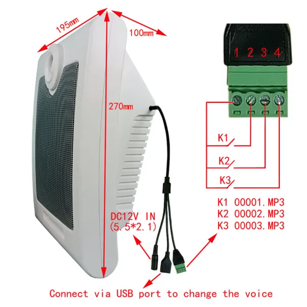15W DC12V Indoor Alarm Speaker Voice Alert, Wall-Mounted Speaker photo-2