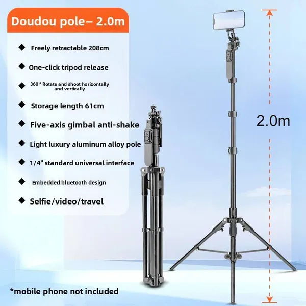 WF D305 Aluminum Alloy Tripod Photography Portable Phone DSLR Camera Universal Selfie Stick Live Streaming for Photo Auto-Open Light Stand photo-3