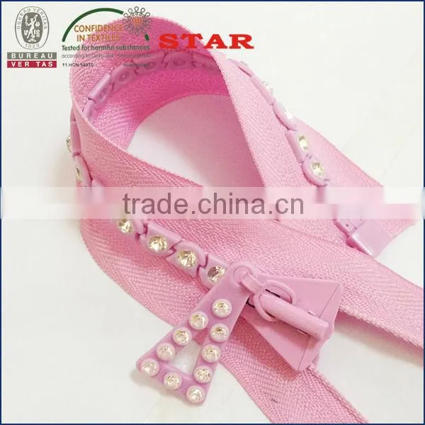 Decorative Plastic Rhinestone Zippers for Handbags photo-4