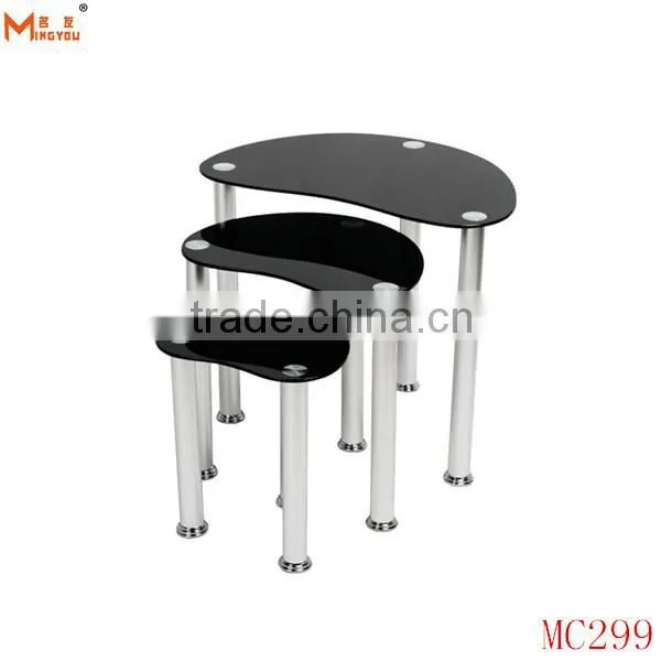 Modern Glass Top Chrome Sofa Side Table photo-2