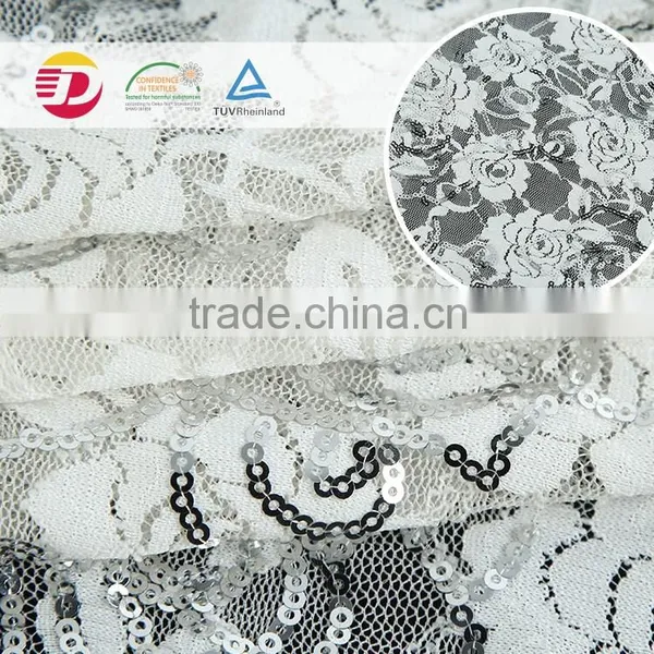 Wholesale Spandex High Quality Embroidery Sequins White Lace for Dress photo-3