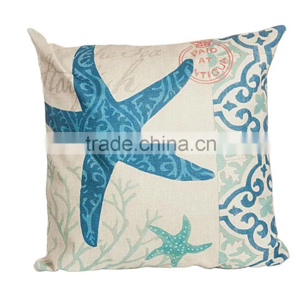 2016 Hot Sale Popular Fashion Home Decorative Conch Printing Linen Cheap Cushion Cover photo-2