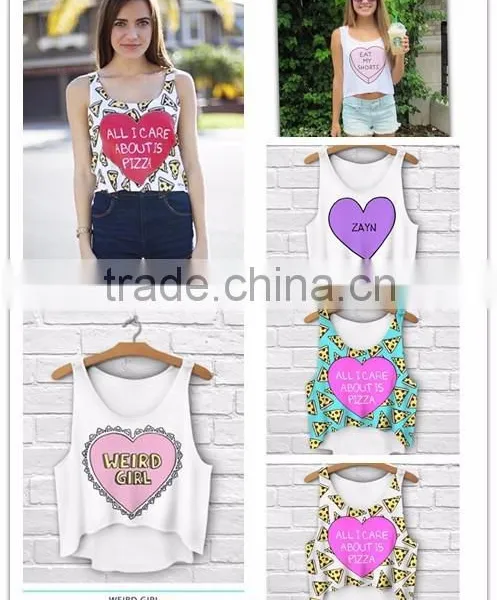 Fashion Design Women Summer Monster Wide Tank Top Custom Printed Crop Top photo-5