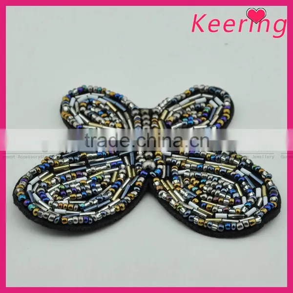 Keering Butterfly Design Handmade Embroidered Beaded Stone Appliques Wholesale WPH-1825 photo-4