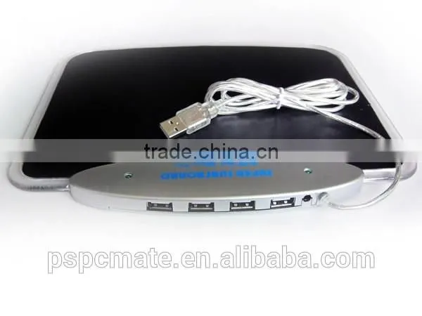 Blue LED Light Mousepad Mouse Pad Mat + 4 Ports USB HUB for PC Laptop Computer photo-3