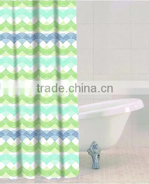 Shower Curtain Waves Stripe Printed, Hot Sale Classic Bathroom Waterproof Curtain photo-4