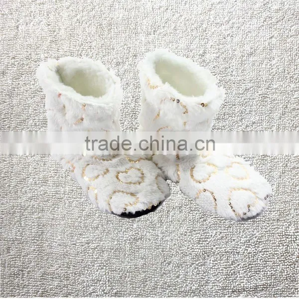 Candy Color Rose Velvet Ribbon Hemming Autumn and Winter Thermal at Home Boots photo-2