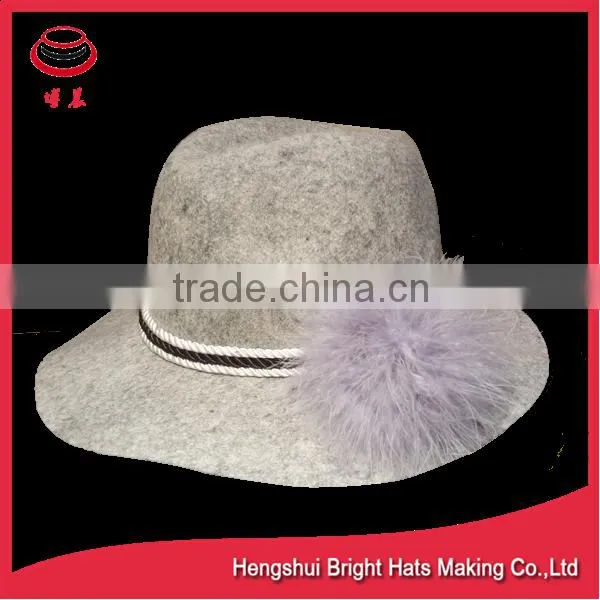 Excollect Custom High Quality Blue 100% Wool Lady Felt Hats With Fur Ball String photo-2