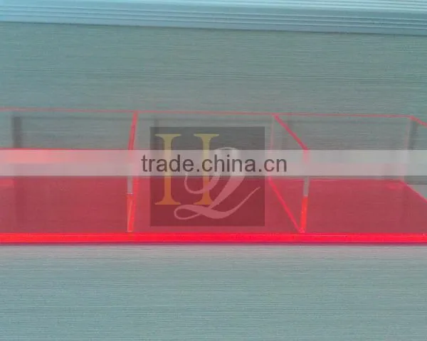 45 Degree Connection Acrylic 3 Compartments Red Color Acrylic Container Display Box With Dividers photo-2
