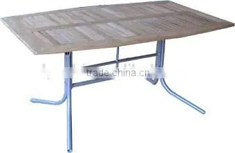 Outdoor Furniture Sling Table / Aluminum Frame & Teak Table Top photo-3