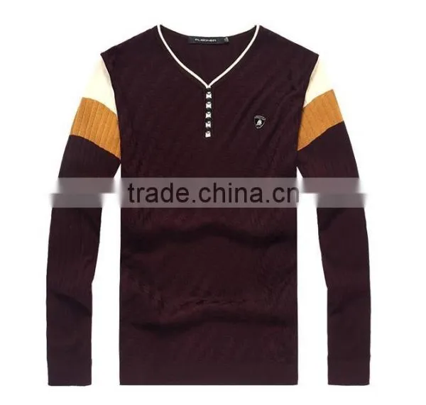 Mens Slim Contrast Color Breathable Pullover Sweater photo-4