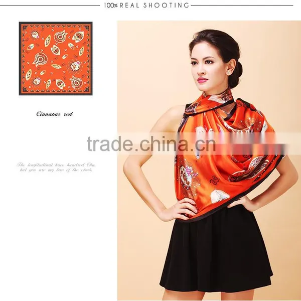 2015 Women Lady Print Silk 100*100CM Neck Scarf Shawl Scarves Stole Wraps Hot photo-3