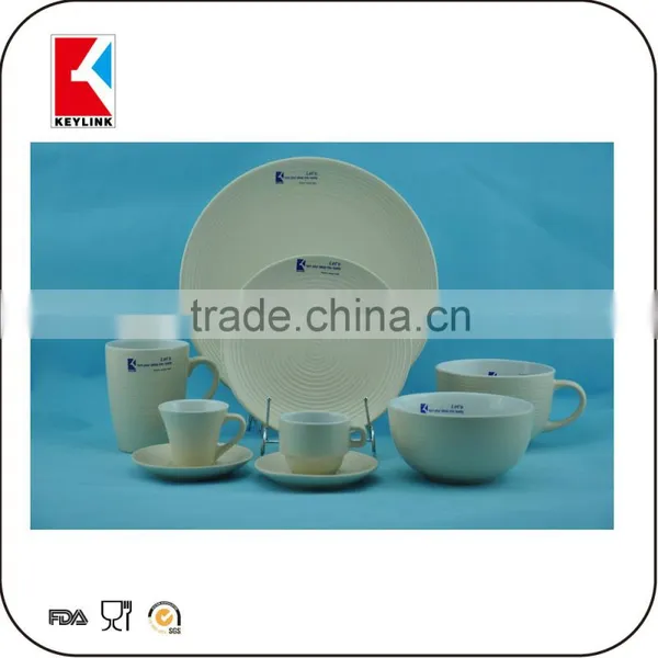 Popular Varioud Color Stoneware Dinner Set Emboss Lines Dinner Set Ceramic photo-5
