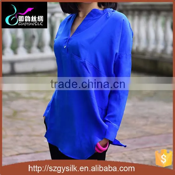 Women Long Sleeve Silk Crepe De Chine Silk Tops and Blouses photo-6