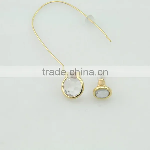 Special Asymmetric Jewelry Rhinestone Gold Earrings Design For Girl photo-5
