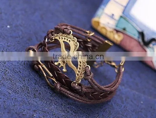 Alloy Deathly Hallows Snitch Owl Black Synthetic Leather Bracelet photo-3