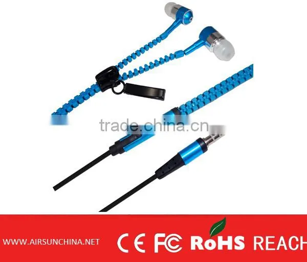Cheap Zipper Metal Earphone For Promotion
